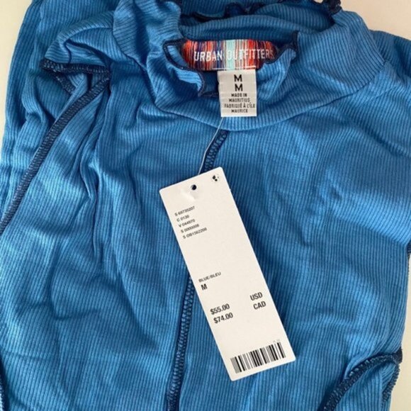 Urban Outfitters | UO Deja Seamed Mini Dress Sleeveless Ribbed Blue New Medium - Picture 13 of 15